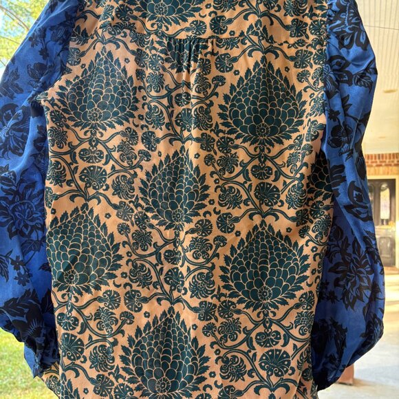 Weekend Max Mara Contrast Sleeve printed silk blouse Size Large - Picture 3 of 3